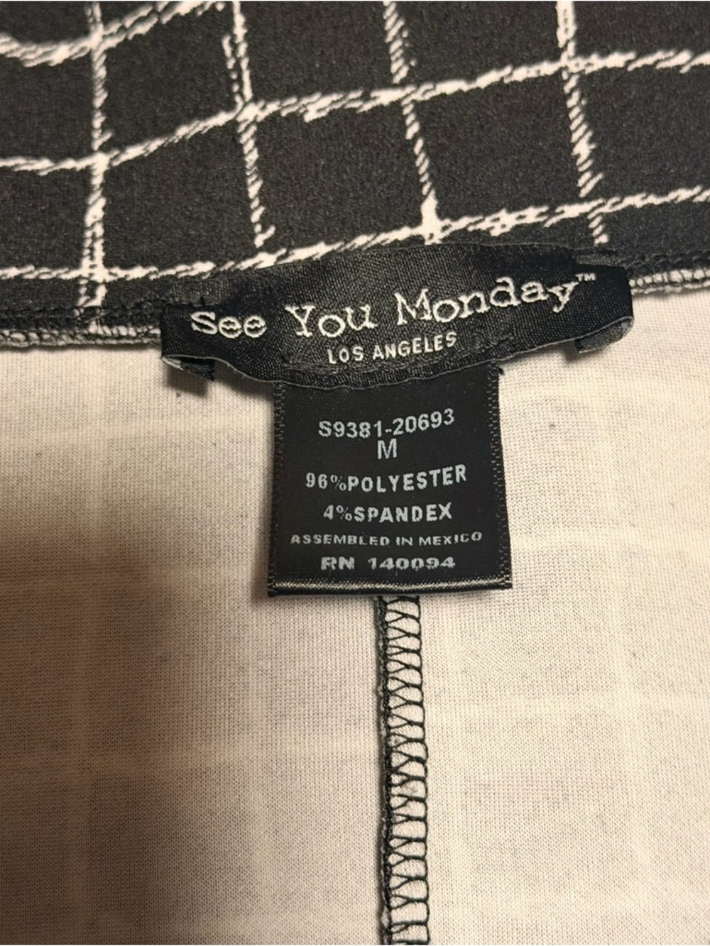See You Monday Black Windowpane A-Line Tie-Waist Midi Skirt Size Medium - Picture 6 of 7